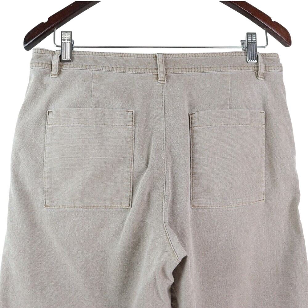 J Jill Size 8 Petite Cotton Canvas Crop Pants Wide Leg Brown Sugar - Picture 7 of 10